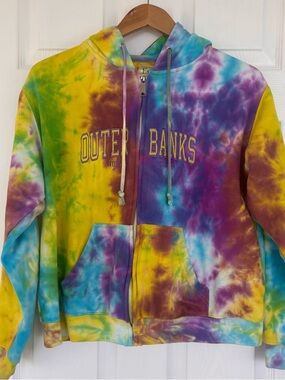 Exist Kids Tie-Dye 'Outer Banks' Zip Hoodie in Yellow, Purple, Blue, Green
